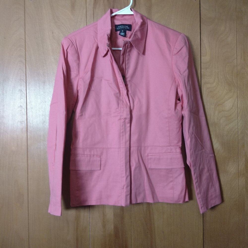 JONES NEW YORK PINK FULL ZIP JACKET/BLAZER CAREER OFFICE NEW SIZE MEDIUM